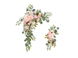 Kit de arco de boda, esquina floral grande, rosa
