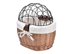 Cesta de mimbre tejida para perros, cesta delantera para bicicleta, transportadora para perros y gatos