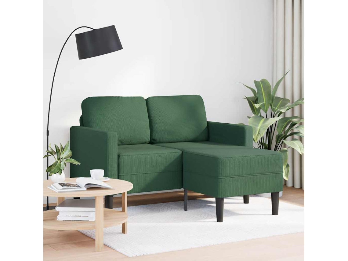 Sofá De 2 Plazas | Sofá De Salón | Sofá De Descanso Con Chaise Longue En Forma De L Verde Oscuro 125 Cm