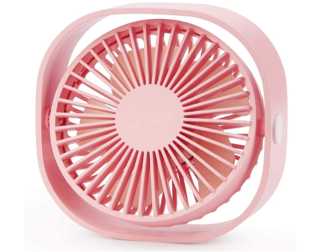 Ventilador de escritorio portátil USB, mini ventilador de mesa personal con rotación de 360 grados y 3 velocidades ajustables para viajes de oficina, color rosa Gusshious