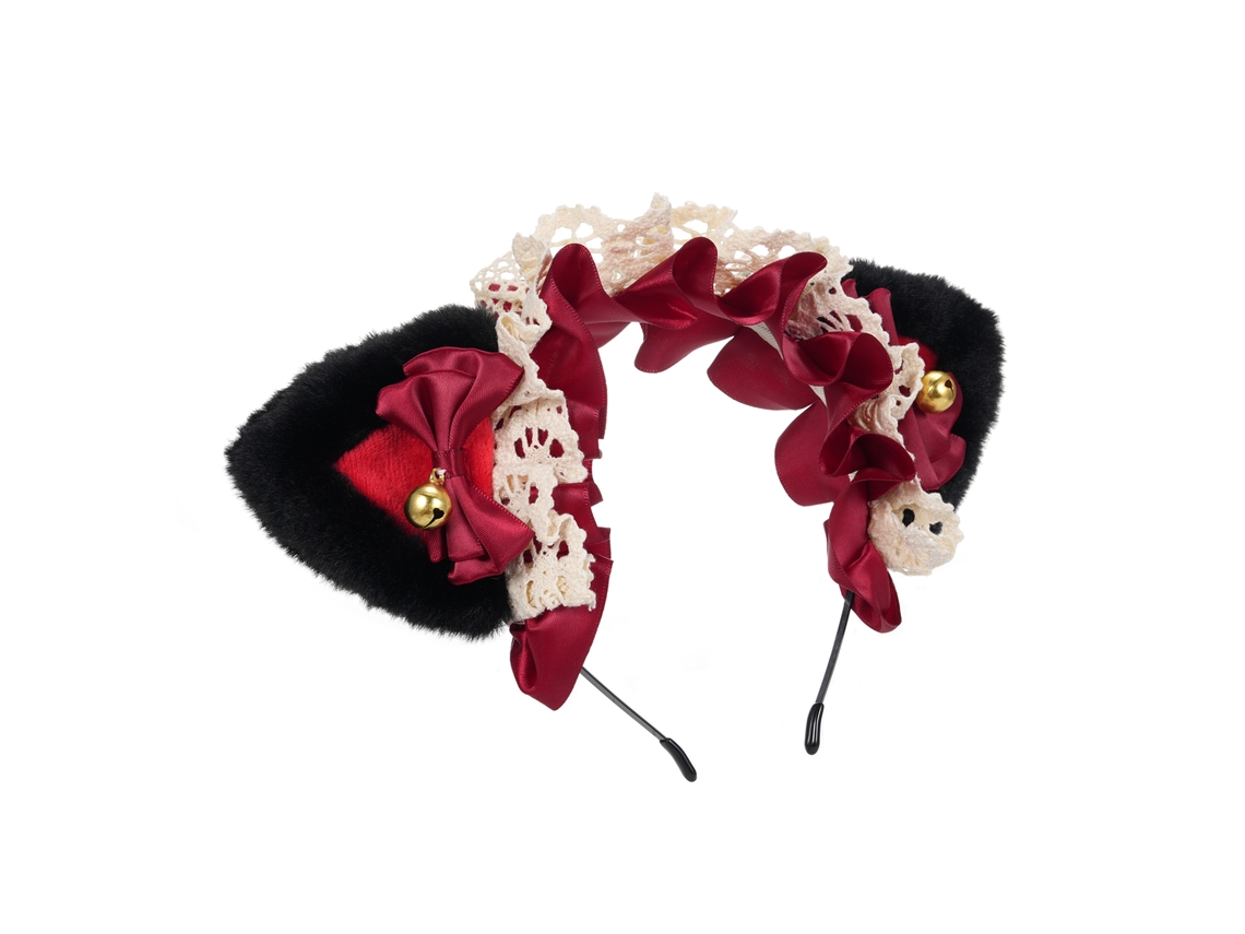Diadema Con Orejas De Gato, Cinta Y Encaje, Ideal Para Niñas Y Mujeres.