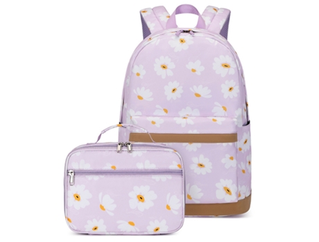 Bolso de hombro pequeño margarita impresión bolso de hombro estudiante mochila escolar ligero 14 pulgadas mochila femenina Morado