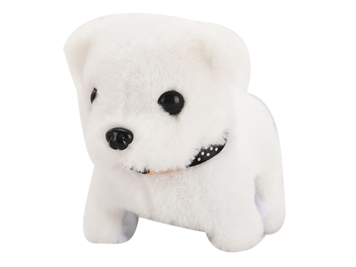 Cachorro Elétrico De Pelúcia Simulado Andar Abanar Cauda Latir Bichon Frise 17x10.5x13.5cm