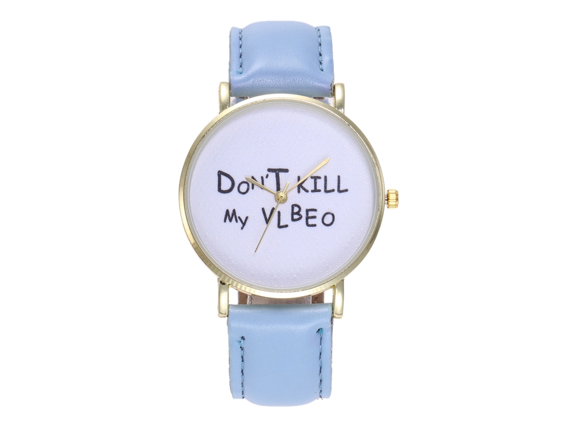 Reloj De Cuarzo Con Correa De Cuero Pu Unisex Zhoulianfa Azul Claro