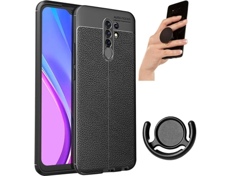 Carcasa, Soporte y Popsocket Xiaomi Redmi 9 Rugged Leather Negro