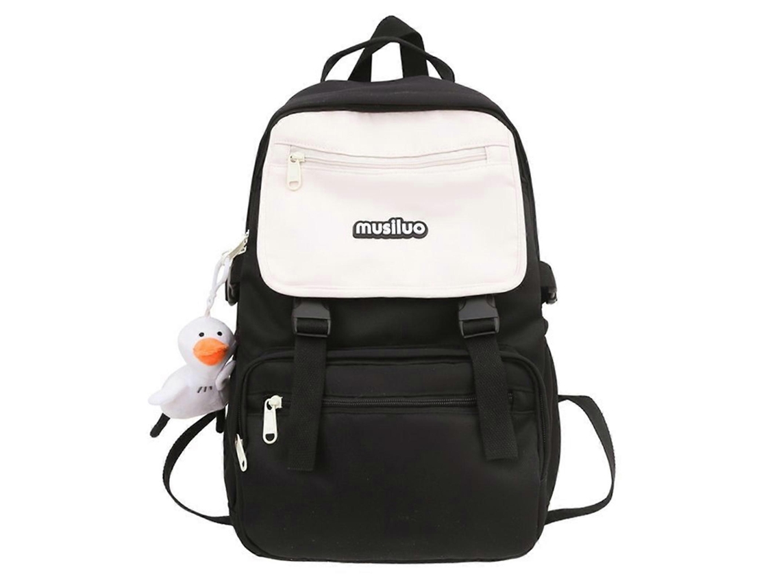 Mochila ligera para portátil para mujer, elegante mochila escolar para la universidad, adecuada para mujeres modernas, negra.