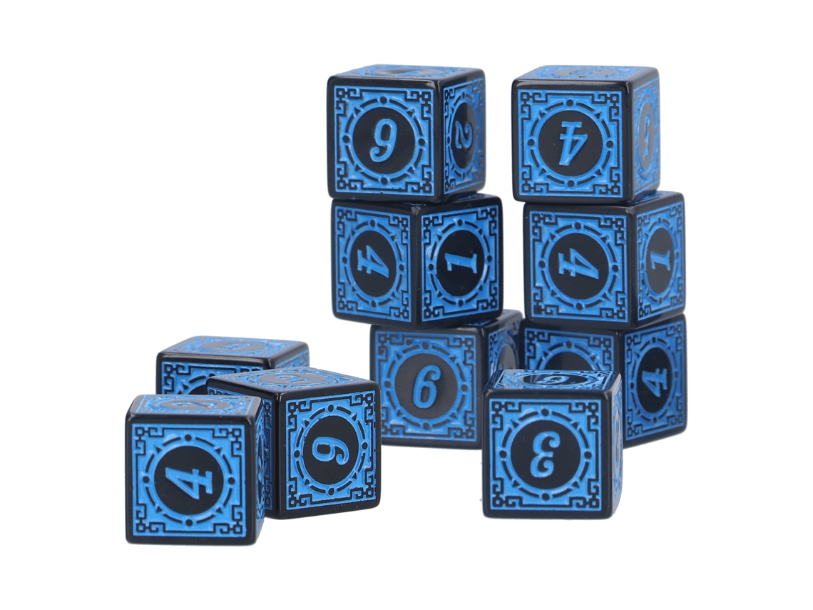 2026-10 Piezas Dados De 6 Caras Con Bordes Cuadrados D6 Poliédricos Set Para Juegos De Mesa Azul