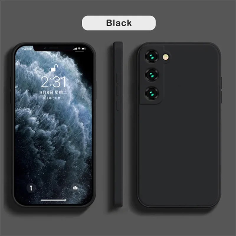 (negro, Galaxy S23) Funda De Silicona Para Teléfono Samsung, Cubierta Trasera A Prueba De Golpes