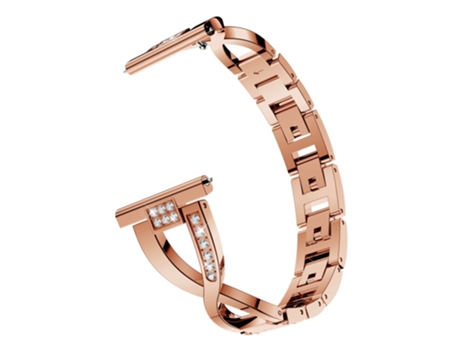 Correa de metal en forma de x 20mm decoración de diamantes de imitación para Garmin Forerunner 245 - oro rosa