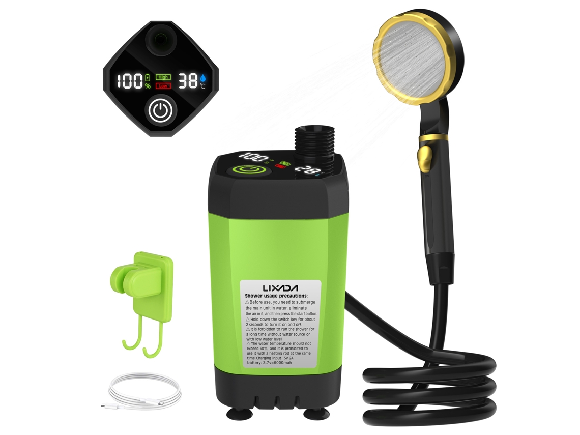 Bomba De Ducha Portátil Para Camping Con Pantalla Digital Inteligente, Kit De Ducha Exterior Para Caravanas Y Jardines.