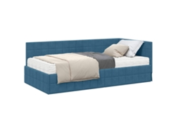 Maison Exclusive - Estructura De Cama Esquina Con Colchón 2 Pcs Azul Terciopelo