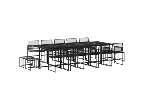 Conjunto 15 de comedor de jardín VIDAXL ratán sintético negro