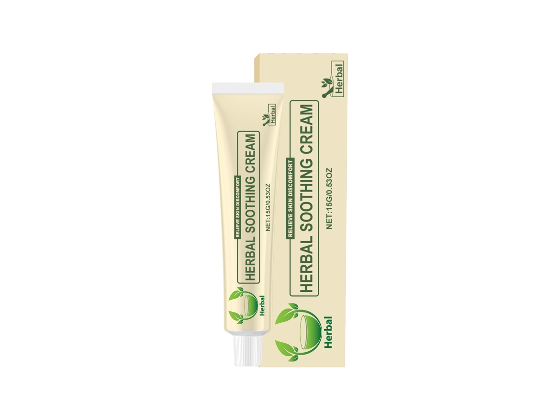 Crema herbal calmante para una piel suave y nutrida.