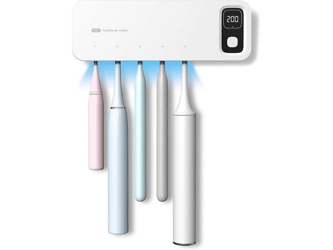 Esterilizador De Cepillos De Dientes Starwin, 5 Ranuras, Secado Con Ventilador, No Requiere Perforación, Recargable, Uv, Montaje En Pared, Para Uso Familiar.