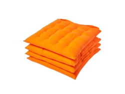 Homescapes Orange Plain Seat Pad With Straps, Cotton, 40 X 40 Cm, Set Of 4