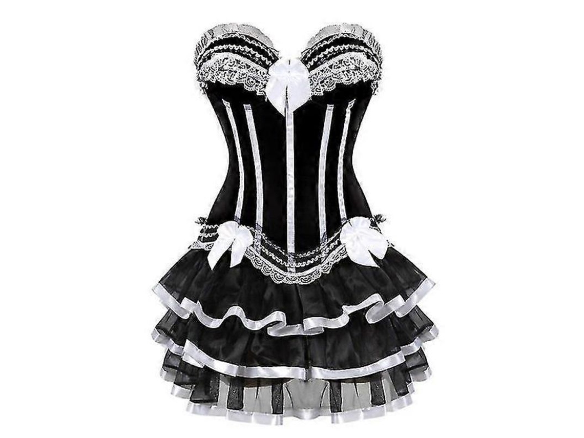 Conjunto Sexy De Corsé Sobre El Busto Y Falda Tutú Para Mujer, Tallas S-6xl, Lazo De Corsé, Poliéster Y Elastano.