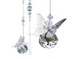 Atrapasol colgante con forma de bola de cristal y prisma de mariposa para decoración