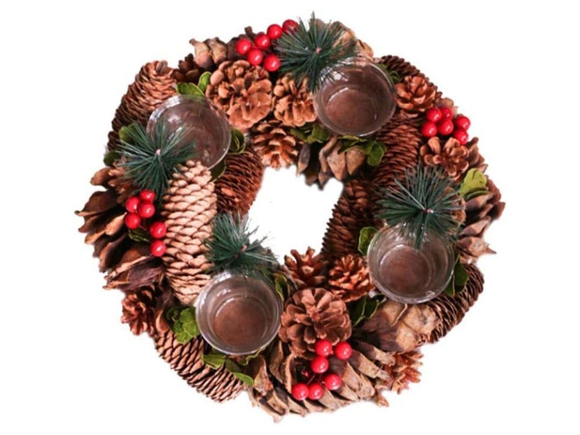 Portavelas Navideño Con 4 Velas Para La Decoración De La Mesa Navideña.