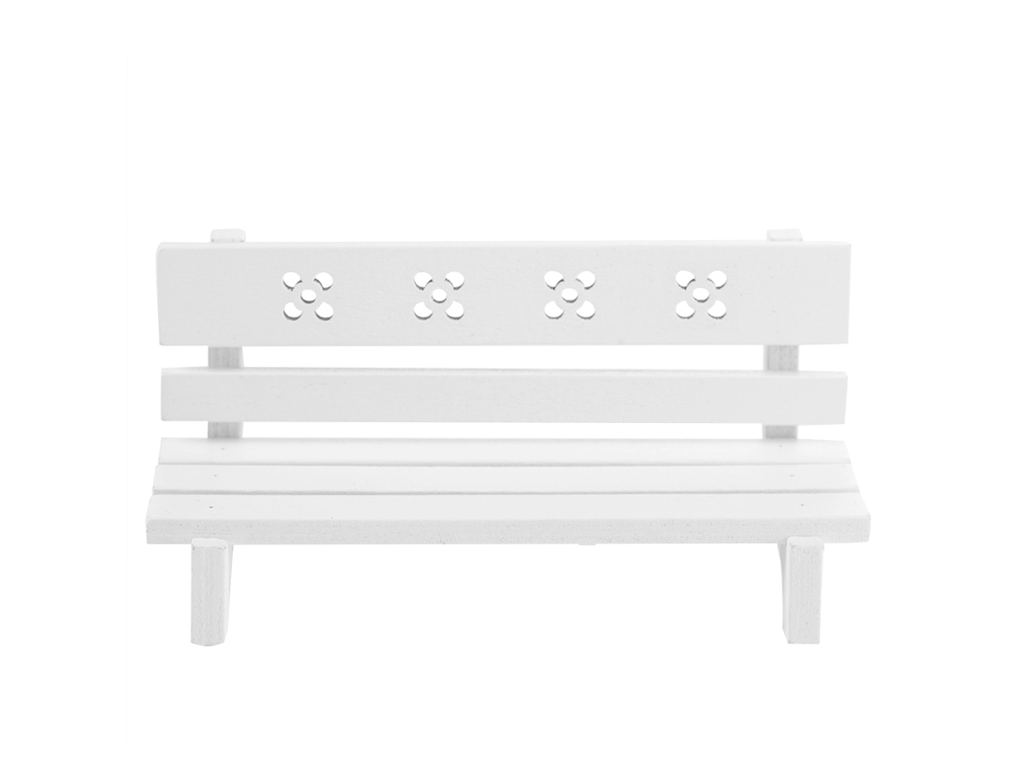 Vlola-mueble Bancito Miniatura Casita De Muñecas 1:12 Juguete Niño Madera Blanco