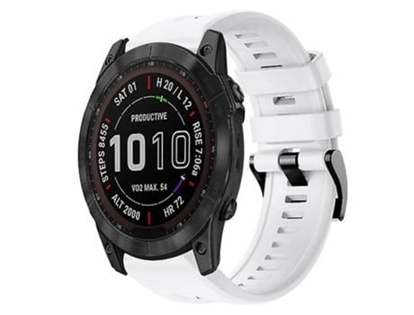 Correa para Garmin Fenix 7X Hebilla de metal Correa de reloj de silicona de color sólido Blanco VENISYMLIS
