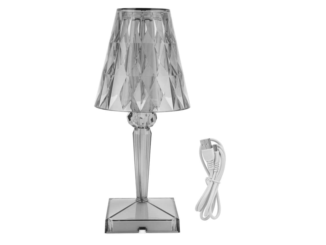 Rebe-lámpara De Mesa De Cristal Led Con Prisma Transparente Regulable Carga Usb Iluminación Interior Gris