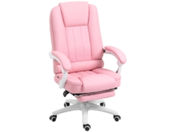 Silla de oficina reclinable con reposapiés, rosa, sin marca.