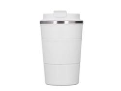 Taza térmica de acero inoxidable con tapa, funda de silicona y termo de viaje de 510 ml.