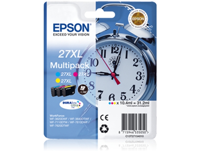 Pack ahorro cartuchos de tinta original EPSON 27XL, Despertador, C13T27154022, T2715