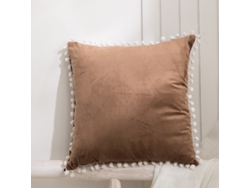 Rebe-fundas De Almohada De Terciopelo Azul Oscuro Navideño 18x18 Pulgadas Set De 3 Con Pompones Decorativos Para Sofá