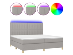 Maison Exclusive - Cama Box Spring Con Colchón Tela Y Led Gris Claro 200x200 Cm