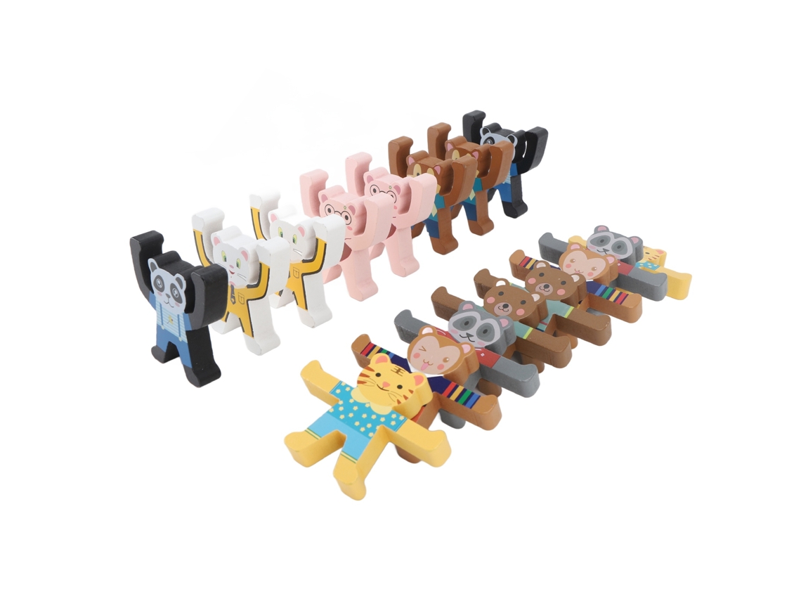 Ats-juegos De Apilar Animales Para Niños Desarrollo De Habilidades Jenga De Animales Madera Seguro Duradero Interactivo