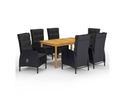 Juego de comedor de jardín de 7 piezas DKD Home Decor en negro