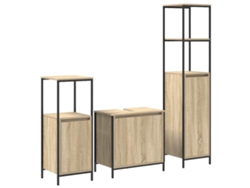 Conjunto de muebles de baño de 3 piezas en roble Sonoma y negro EXCLUSIVO DE MAISON