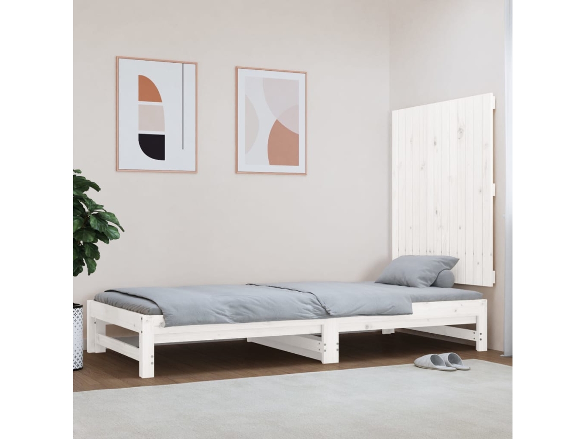 Cabecero De Cama Pared Madera Maciza Pino Blanco 82,5x3x90 Cm