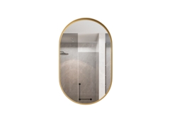 Armario empotrado ovalado con espejo y estantes ajustables, ideal para baños, salones y dormitorios. Tienda BAGOLY