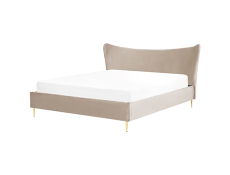 Cama de matrimonio BELIANI Chaleix terciopelo gris 188x212x109