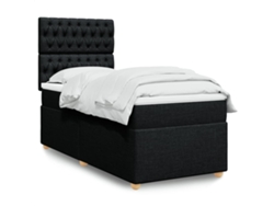Cama Box Spring Con Colchón Tela Negro 100x200 Cm
