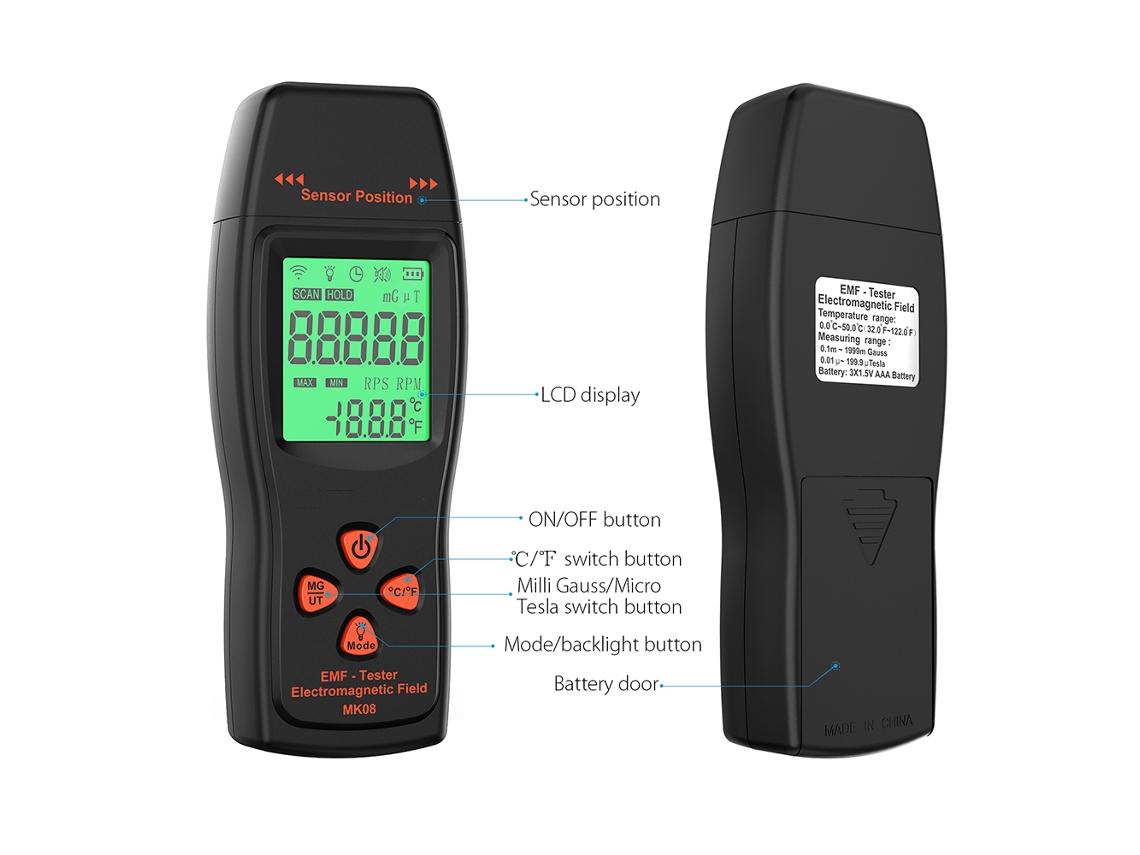 Medidor Digital Portátil Lcd De Campos Electromagnéticos (cem), Detector De Radiación Electromagnética, Probador Y Dosímetro.
