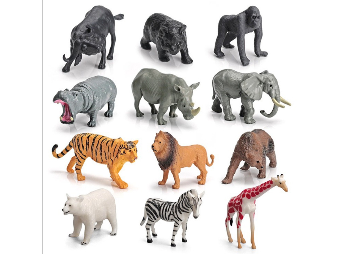 12 Maquetas de Animales Salvajes en PVC para Niños - Worten
