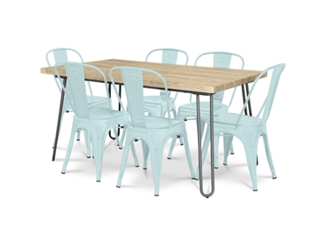 Pack Mesa Comedor Diseño Industrial 150Cm Pack 6 Sillas Comedor Diseño Industrial Hairpin Stylix TOLIX STYLE