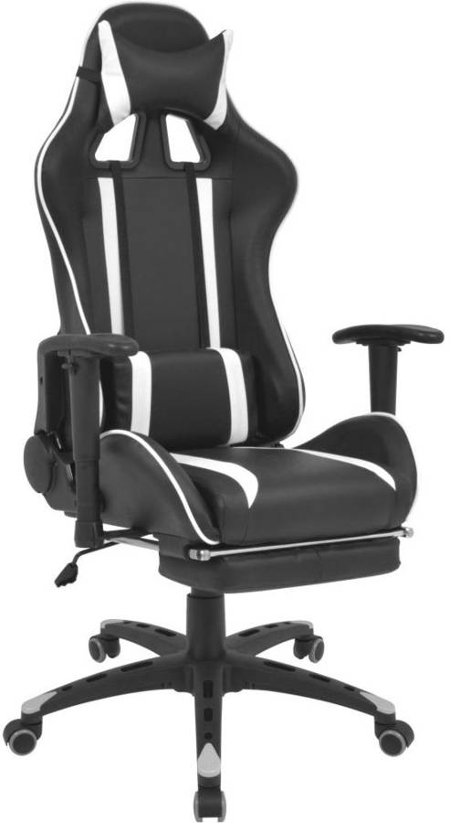 Gaming Vidaxl Reclinable estilo corrida apoyo pies blanco de escritorio racing con asiento giratoria