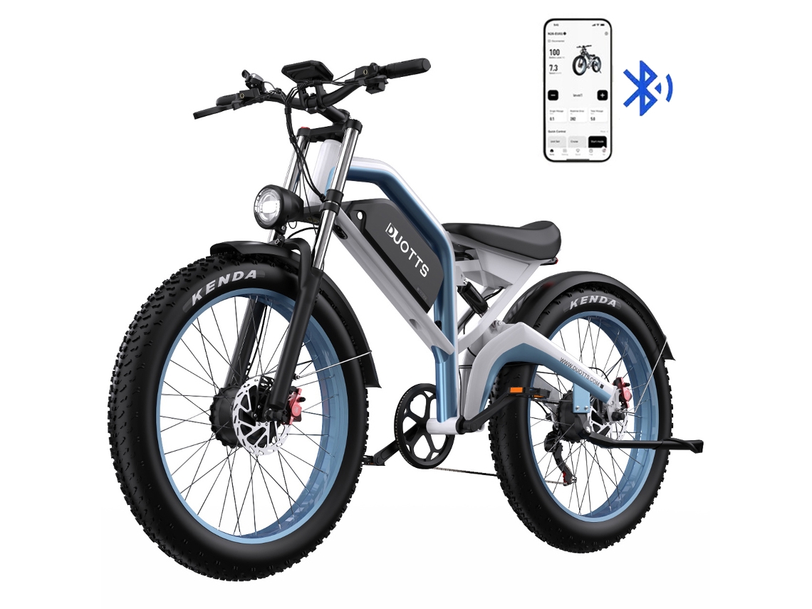 Bicicleta eléctrica Duotts N26 de 1500 W, batería de 20 Ah y 48 V, 50 km/h, neumáticos de 264 mm de ancho y función de app.