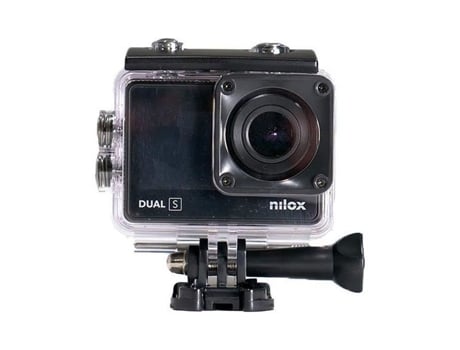 Nilox, Action Cam Dual S, Cámara de acción con resolución 4K-60 Fps, Gran angular de 170°, Tela trasera táctil, Resistente al agua hasta 30 m con N...