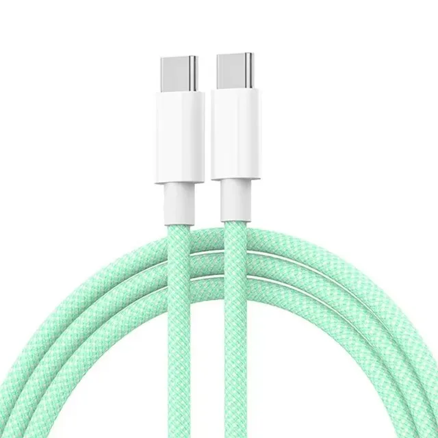 Cable De Carga Rápida Usb-c Pd De 60 W (verde, 1 M), Cable Trenzado Doble Tipo C (verde, 1 M).