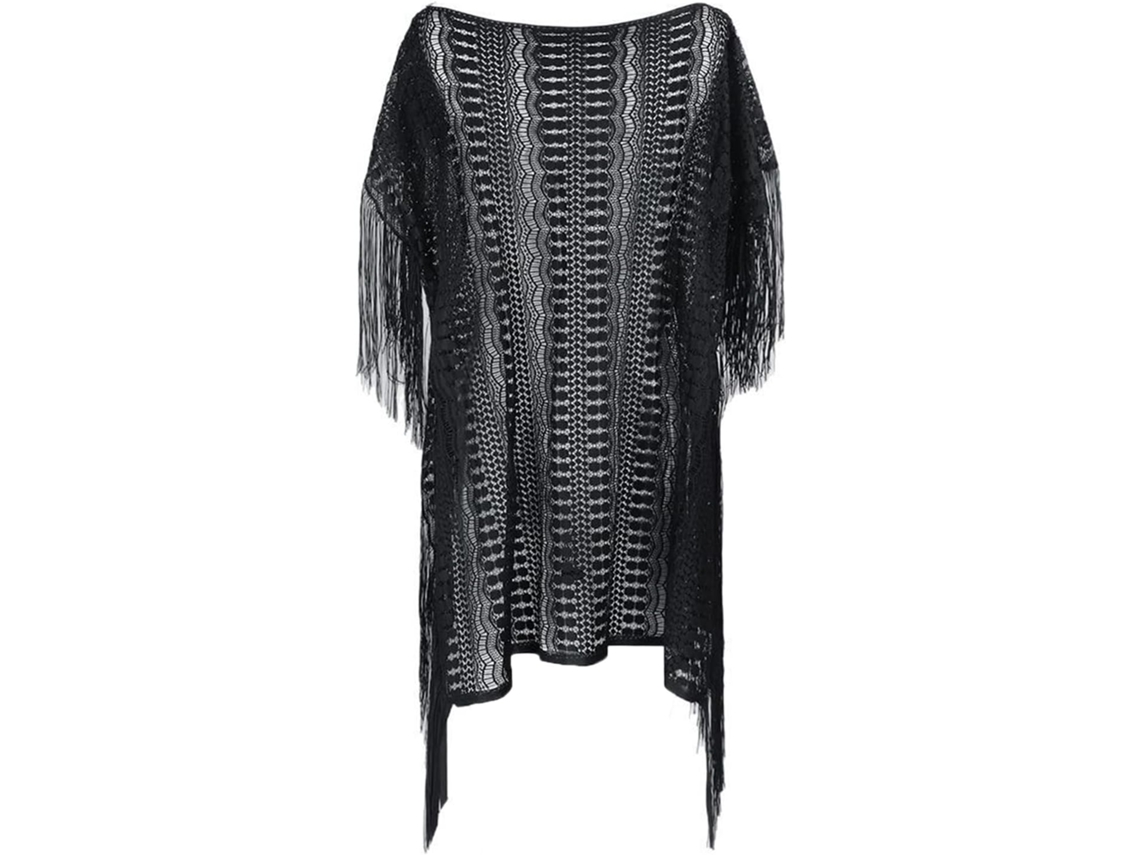 Vestido De Playa Para Mujer Con Pompones De Punto - Traje De Baño Holgado
