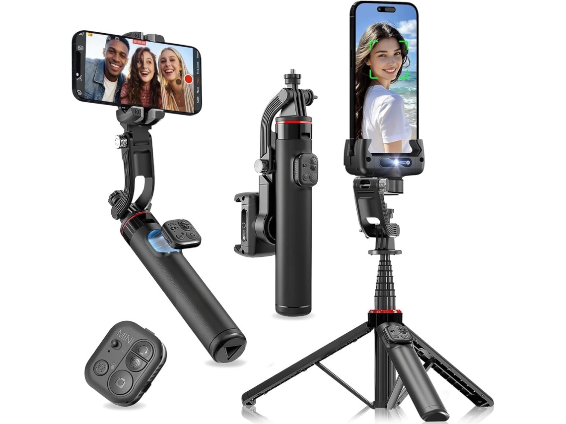 Suporte Estabilizador COSHANO para selfies com seguimento de IA, 360°, portátil, para Android e iPhone
