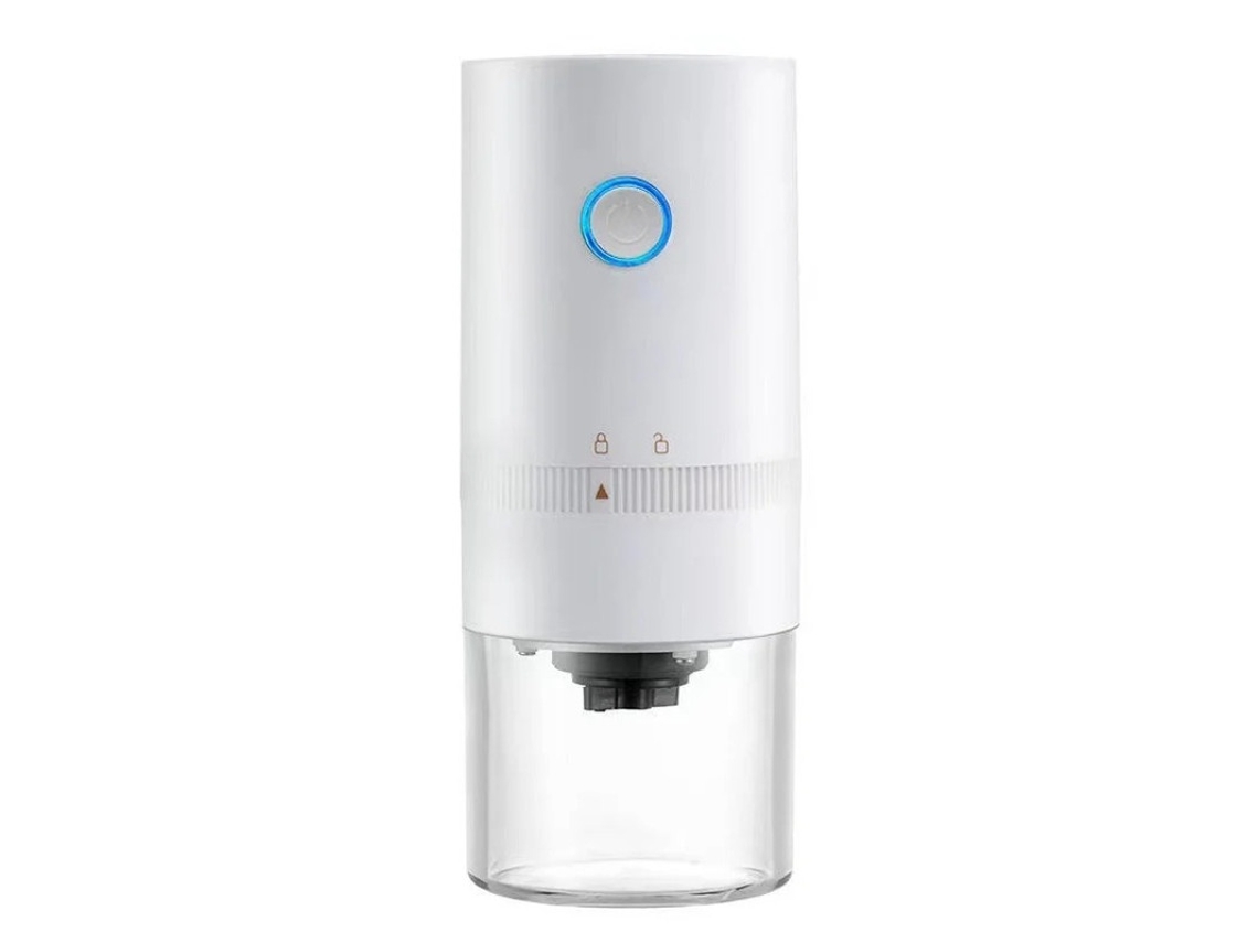Mini cafetera eléctrica con molinillo de café recargable, color blanco Yizhood