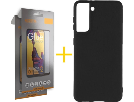 Kit Funda + 2 Protectores de Pantalla Samsung Galaxy S21 + Plus ACCETEL Full (Negro)