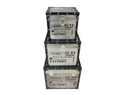 Caja Gris de Mdf Y Metal 40*36*45cm Set de 3 Unidades