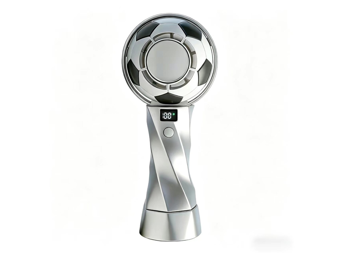 Ventilador Portátil com Tema de Futebol, Turbina de Resfriamento, Compacto, Recarregável HENTEN HOME Prata